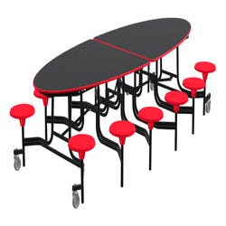 Classroom Select Mobile Table, 12 Stools, Elliptical, 10 Feet 4001254