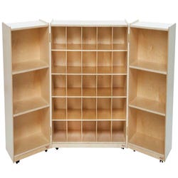 Image for Wood Designs 25-Tray Tri-Fold Unit Without Trays, Birch Veneer, 96 x 15 x 38 Inches Open from School Specialty