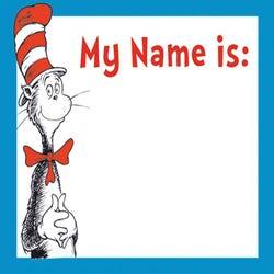 Image for Eureka Dr. Seuss Cat in the Hat Nametags, 2-7/8 X 2-1/4 Inches, Pack of 40 from School Specialty