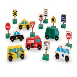 Image for Melissa & Doug Wooden Vehicles and Traffic Signs, Set of 15 from School Specialty
