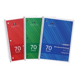 Image for Sparco Wirebound Notebook, 8 x 10-1/2 Inches, 1 Subject, College Ruled, 70 Sheets, Pack of 3 from School Specialty