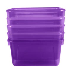 Image for School Smart Storage Tray, 7-7/8 x 12-1/4 x 5-3/8 Inches, Translucent Violet, Pack of 5 from School Specialty