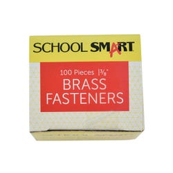School Smart Brass Fasteners, 3/8 Inch, Pack of 100 009952