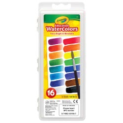 Crayola Education Watercolor Paint, Oval Pan, Assorted 16-Color Set Item Number 245680