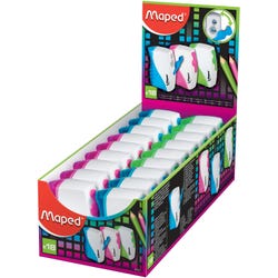 Maped Vertical Covered Pencil Sharpeners, Two Hole, Assorted Colors, Pack of 18, Item Number 2005012