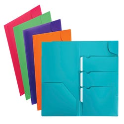 Image for Oxford Poly Divide It Up 4 Pocket Folder, Assorted Colors, Pack of 25 from School Specialty