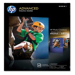 Image for HP Advanced Glossy Photo Paper, 8-1/2 x 11 Inches, 10.5 mil, 66 lb, White, 50 Sheets from School Specialty