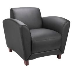 Image for Lorell Reception Seating Leather Club Chair, Bonded, 36 x 34-1/2 x 31-1/3 Inches, Black Leather from School Specialty