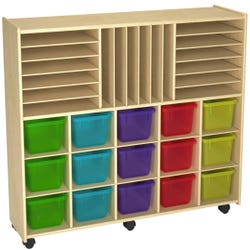Image for Childcraft Mobile Store-and-Stack Storage Unit, Locking Casters, 15 Translucent-Color Trays, 47-3/4 x 14-1/4 x 36 Inches from School Specialty