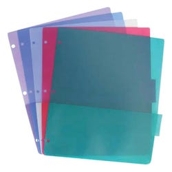 Image for School Smart Tabbed Poly Binder Pocket Pages, Assorted Colors, 1 Set of 5 from School Specialty