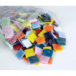 Image for Jennifer's Mosaics Stained Glass Square Mosaic Tile Assortment, 3/4 Inch, Pack of 450 from School Specialty