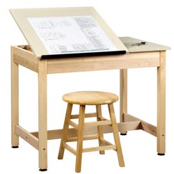 Diversified Woodcrafts 2-Piece Drafting Table, 36 x 24 x 30 Inches, Plain Apron, Maple Frame, Almond Laminate Top, Item Number 1399904