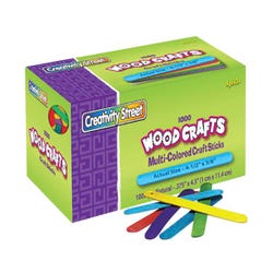 Image for Creativity Street Wood Non-Toxic Craft Stick, 4-1/2 X 3/8 X 1/2 in, Assorted Color, Pack of 1000 from School Specialty