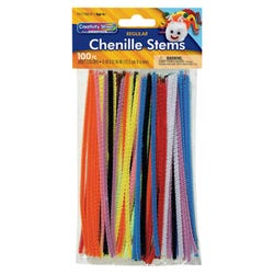 Creativity Street Standard Chenille Stems, 1/8 x 6 Inches, Various Colors Pack of 100 Item Number 085883