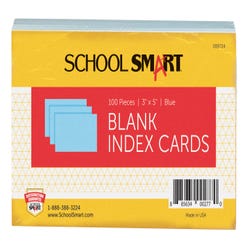 Image for School Smart Blank Plain Index Card, 3 x 5 Inches, Blue, Pack of 100 from School Specialty