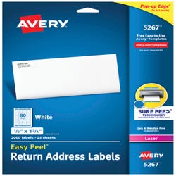 Image for Avery Easy Peel Return Address Labels, Laser, 1/2 x 1-3/4 Inches, Pack of 2000 from School Specialty