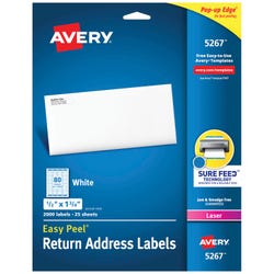 Image for Avery Easy Peel Return Address Labels, Laser, 1/2 x 1-3/4 Inches, Pack of 2000 from School Specialty