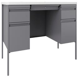 Image for Lorell Fortress White/Platinum Steel Teachers Desk, Double Pedestal, 60 x 30 x 29-1/2 Inches, White/Platinum from School Specialty