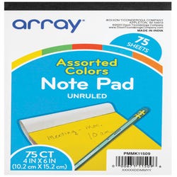 Image for Array Unruled Note Pad, 4 x 6 Inches, Assorted Colors, 75 Sheets from School Specialty