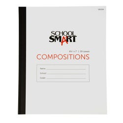 School Smart Stitched Cover Composition Book, Red Margin, 8-1/2 x 7 Inches, 40 Pages 085304