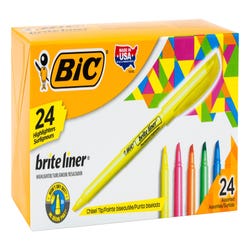 Image for BIC BriteLiner Chisel Tip Pocket Highlighter, Assorted Colors, Set of 24 from School Specialty