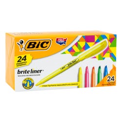 Image for BIC BriteLiner Chisel Tip Pocket Highlighter, Assorted Colors, Set of 24 from School Specialty