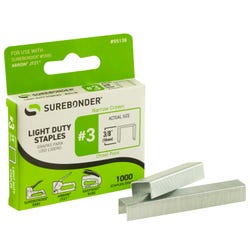 Image for Surebonder Number 3 Staples, Light Duty, 3/8 Inch Narrow Crown, Pack of 1000 from School Specialty