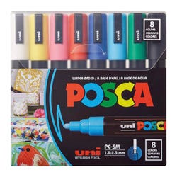 Image for uni® POSCA PC-5M Water-Based Paint Markers, Reversible Medium Tip (1.8-2.5mm), Assorted Colors, 8 Pack from School Specialty