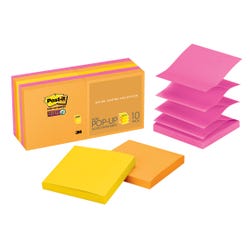 Image for Post-it Sticky Pop-Up Notes, 3 x 3 Inches, Energy Boost Colors, 10 Pads with 90 Sheets from School Specialty