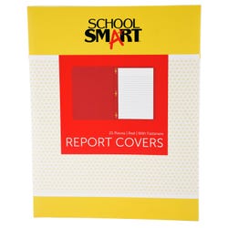 School Smart Report Cover, 3 Hole Fasteners, 8-1/2 x 11 Inches, Red, Pack of 25 081917