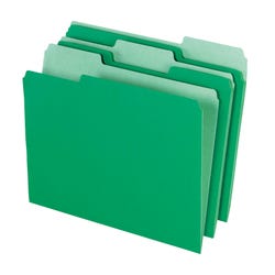 School Smart Colored File Folders Two-Tone, Letter Size, 1/3 Cut Tabs, Green, Pack of 100 015798