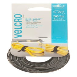 Image for VELCRO Brand Hook and Loop One-Wrap Thin Ties, 1/2 x 8 Inch, Black/Gray, Pack of 50 from School Specialty