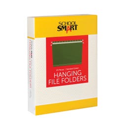 Image for School Smart Hanging File Folders, Letter Size, 1/3 Cut Tabs, Green, Pack of 25 from School Specialty