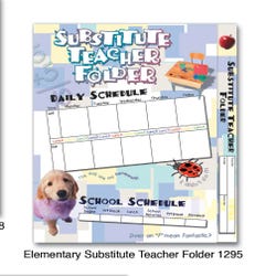Image for Hammond & Stephens Elementary Substitute Teacher Pocket Folder, 9-1/2 x 11-5/8 Inches, Pack of 12 from School Specialty