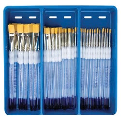 Image for Royal & Langnickel Soft Grip Golden Taklon Brush Classroom Pack, Assorted Flats, Set of 72 from School Specialty