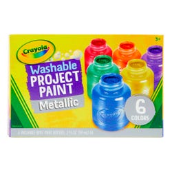 Crayola Washable Project Paint, 2 Ounce, Assorted Metallic Colors, Set of 6 Item Number 1465257