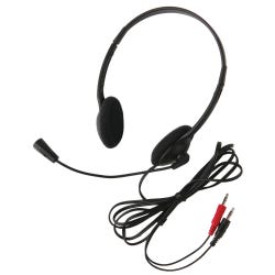 Image for Califone 3065AV Lightweight On-Ear Stereo Headset with Gooseneck Microphone, Dual 3.5mm Plugs, Black, Each from School Specialty