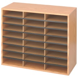 Safco Corrugated Literature Organizer, 24 Compartments, 29 x 12 x 23-1/2 Inches, Medium Oak, Item Number 675060