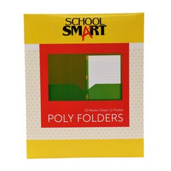 School Smart 2-Pocket Poly Folders with Fasteners, Green, Pack of 25 Item Number 2019625