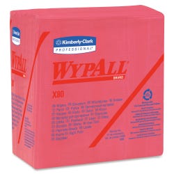 Image for WYPALL X80 Hydroknit Quarterfold Wipers, 12.5 x12 in, Red, 200 Wipers from School Specialty