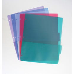 School Smart Tabbed Poly Binder Pocket Pages, Assorted Colors, 1 Set of 5 081952