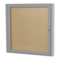 Image for Ghent 2 Door Enclosed Vinyl Bulletin Board with Satin Frame, 3 x 4 feet, Caramel from School Specialty