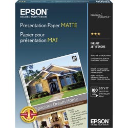 Image for Epson Premium Photo Paper, 8-1/2 x 11 Inches, Matte, 27 lb, White, 100 Sheets from School Specialty
