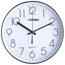 Image for Lorell Quiet Wall Clock, 12 Inches, Black Frame/White Dial from School Specialty