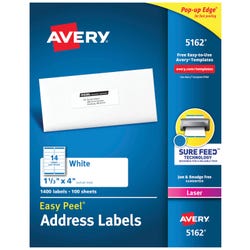 Image for Avery Easy Peel Address Labels, Laser, 1-1/3 x 4 Inches, Pack of 1400 from School Specialty