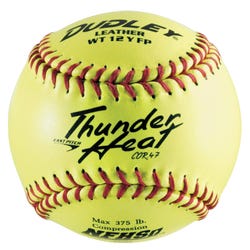 Image for Dudley NFHS Thunder Heat Leather Fast Pitch Softball, 12 Inches, Neon Yellow from School Specialty