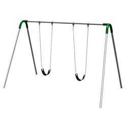 Image for UltraPlay Bipod Single Bay Swings, Galvanized Frame, 2 Strap Seats, Green Yoke Connectors, 102 x 96 x 96 inches from School Specialty