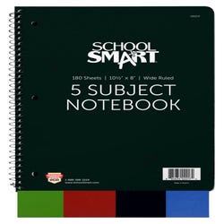 Image for School Smart Spiral Non-Perforated 5 Subject Wide Ruled Notebook, 10-1/2 x 8 Inches from School Specialty