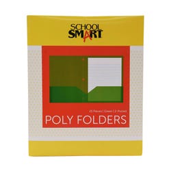 Image for School Smart Two-Pocket Poly Folder with Three-Hole Punch, Green, Pack of 25 from School Specialty