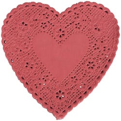 Image for School Smart Paper Die-Cut Heart Lace Doily, 6 Inches, Red, Pack of 100 from School Specialty
